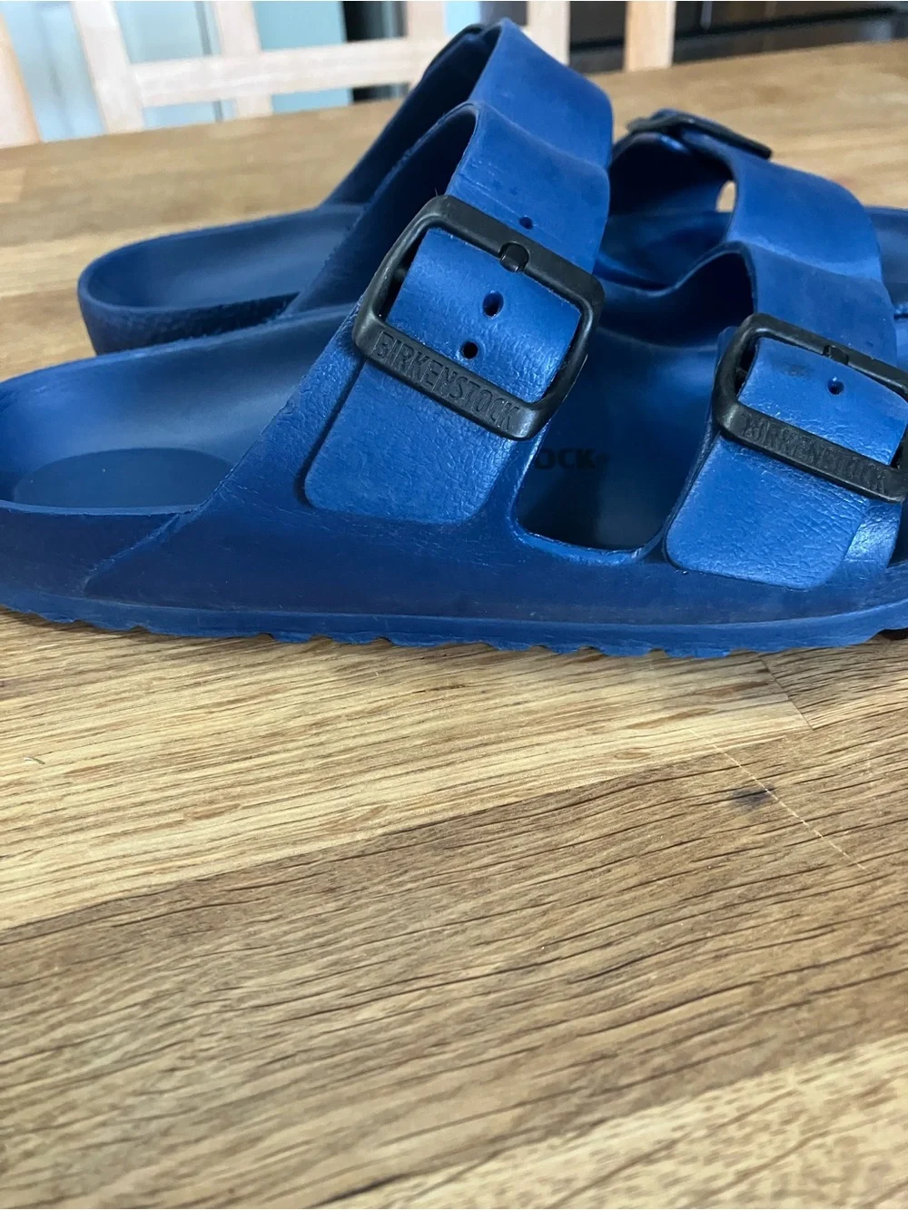 Birkenstock women’s Royal Blue Two-Buckle EVA Slides